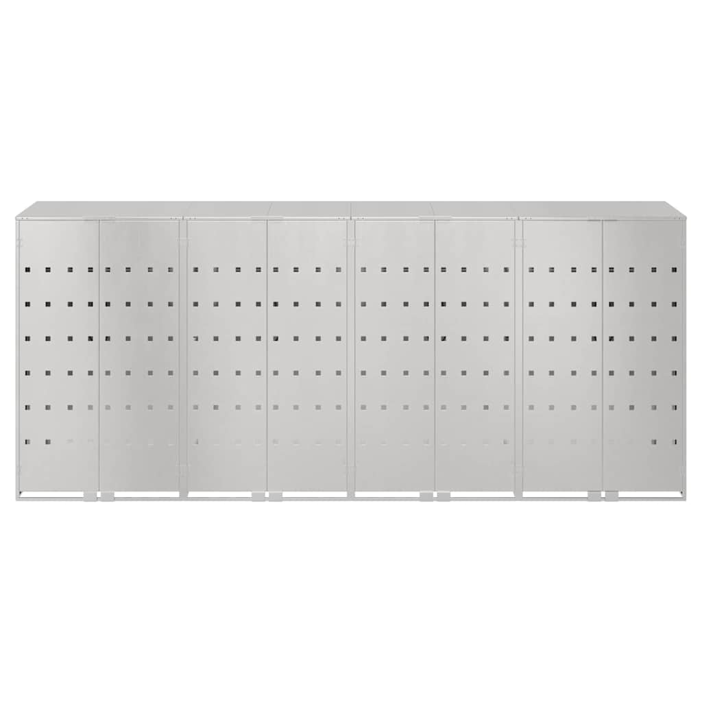 Wheelie Bin Storage for 4 Bins Silver 272 x 77.5 x 115.5 cm