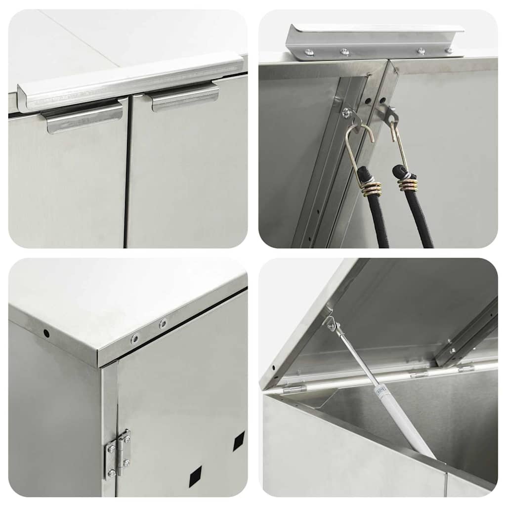 Wheelie Bin Storage for 5 Bins Silver 340 x 77.5 x 115.5 cm