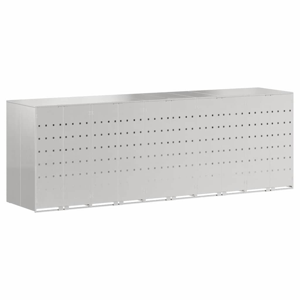 Wheelie Bin Storage for 5 Bins Silver 340 x 77.5 x 115.5 cm