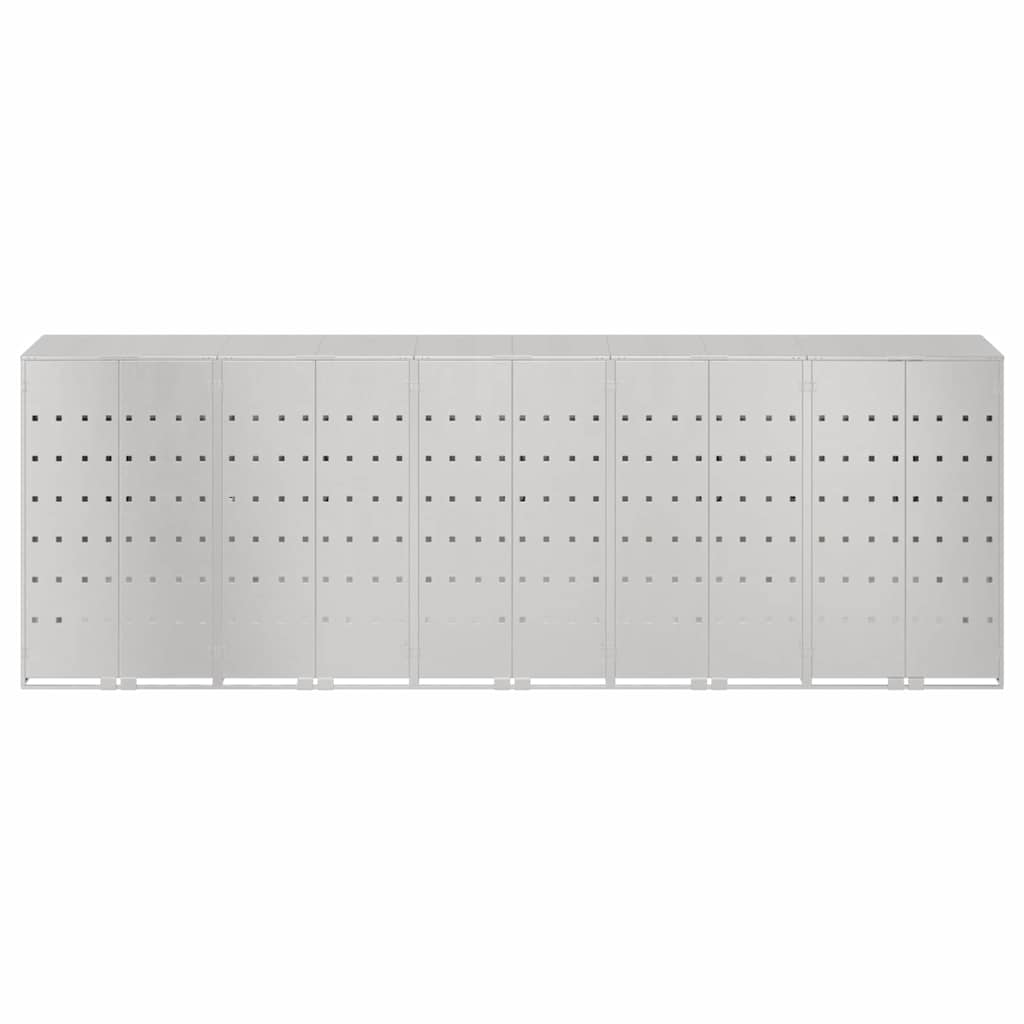 Wheelie Bin Storage for 5 Bins Silver 340 x 77.5 x 115.5 cm