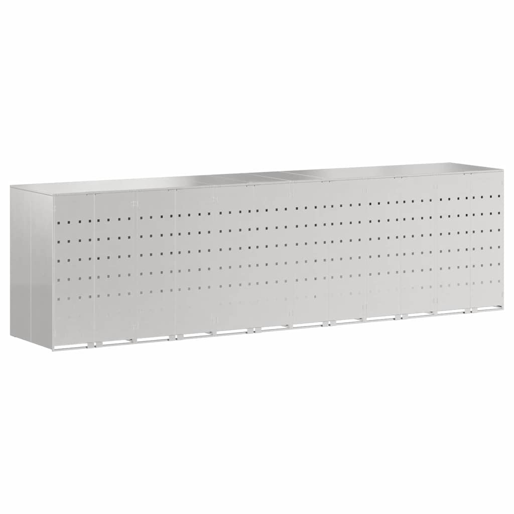 Wheelie Bin Storage for 6 Bins Silver 408 x 77.5 x 115.5 cm
