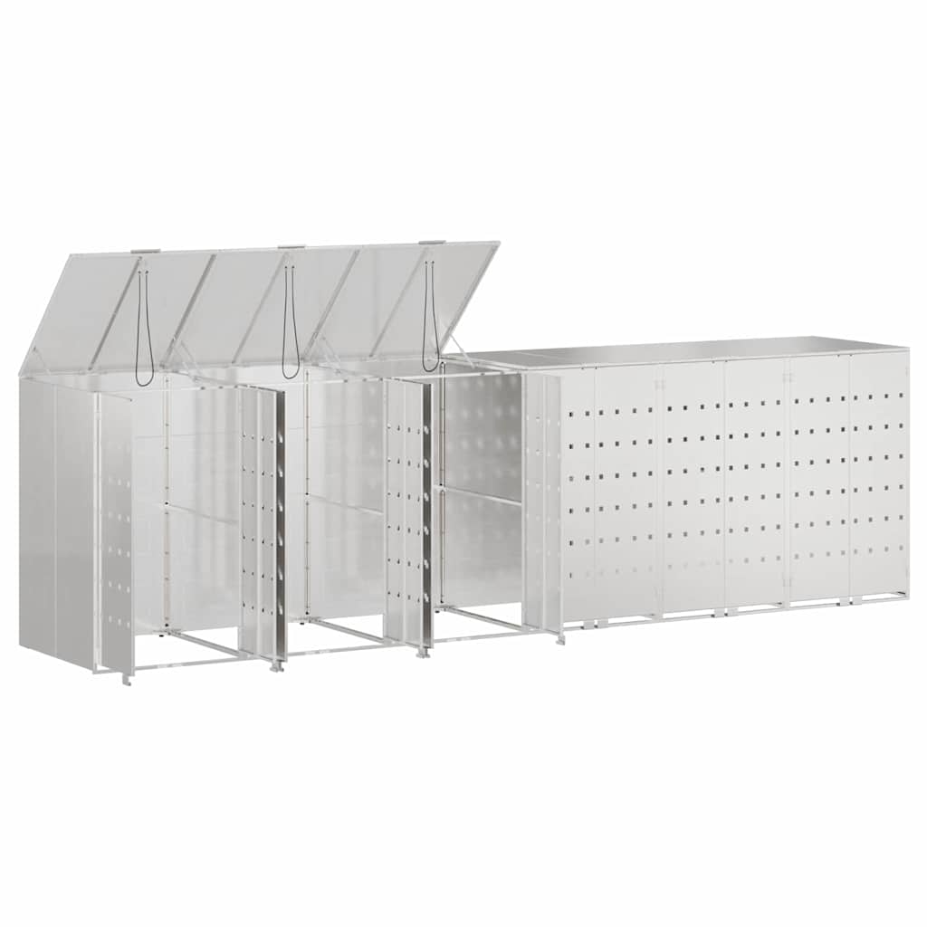 Wheelie Bin Storage for 6 Bins Silver 408 x 77.5 x 115.5 cm
