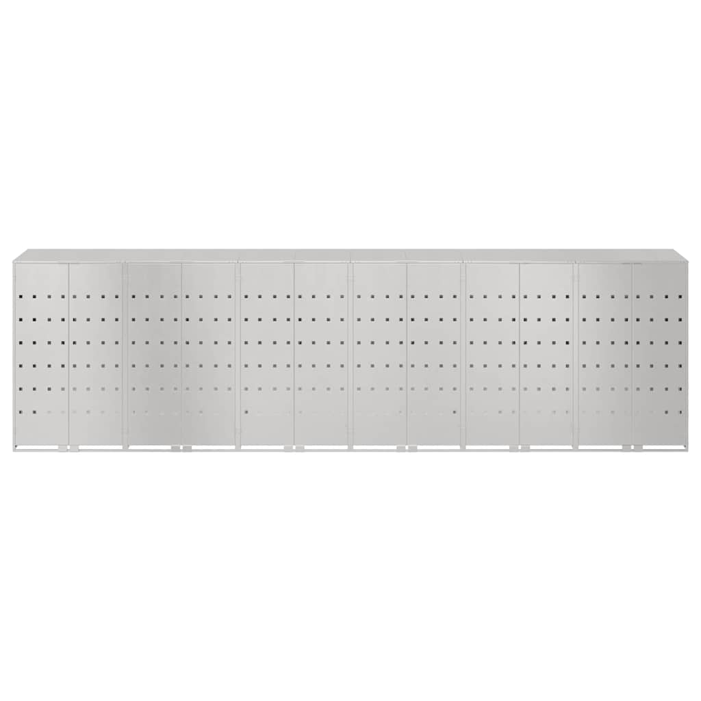 Wheelie Bin Storage for 6 Bins Silver 408 x 77.5 x 115.5 cm