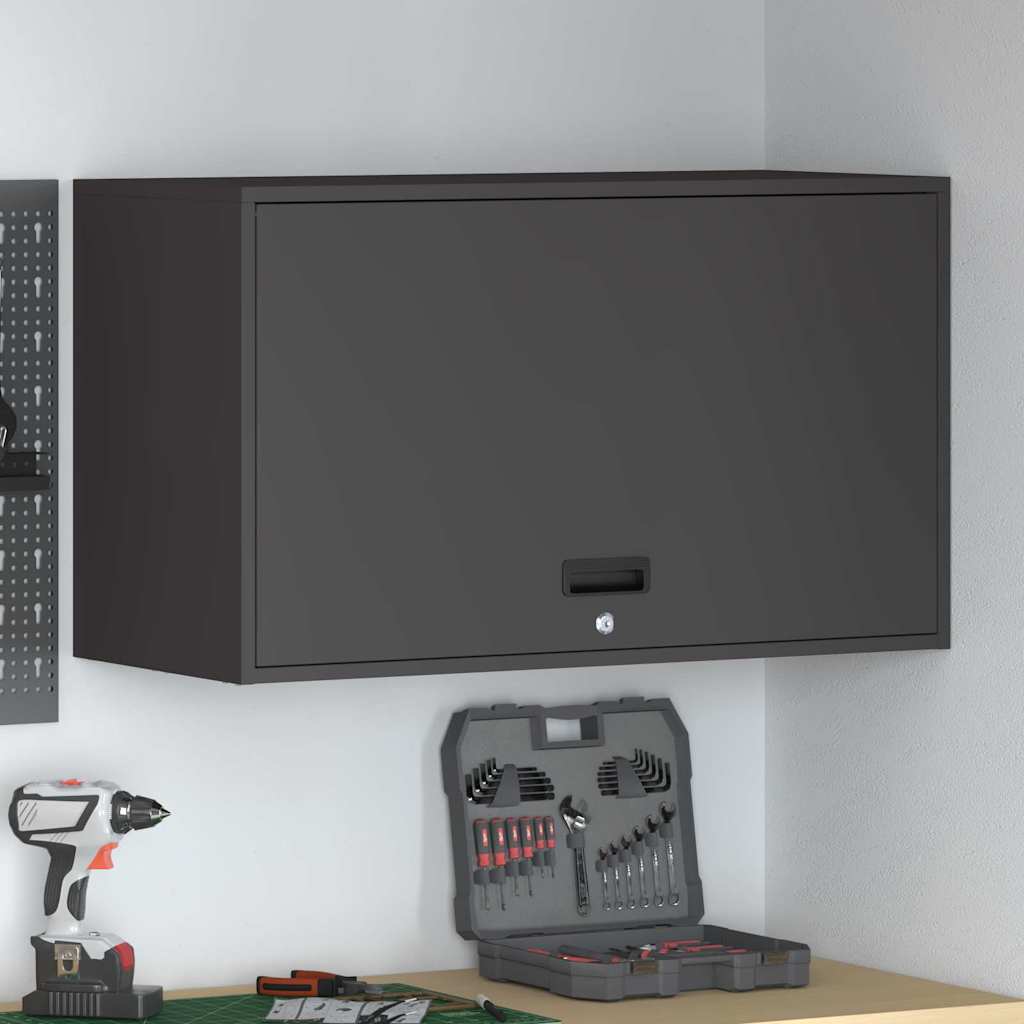 Wall Cabinet for Garage with Gas-lift Door Black