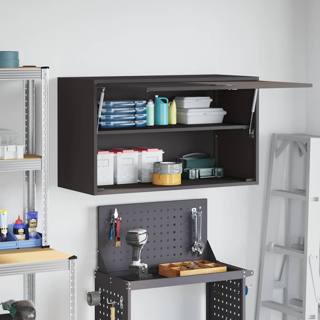 Wall Cabinet for Garage with Gas-lift Door Black