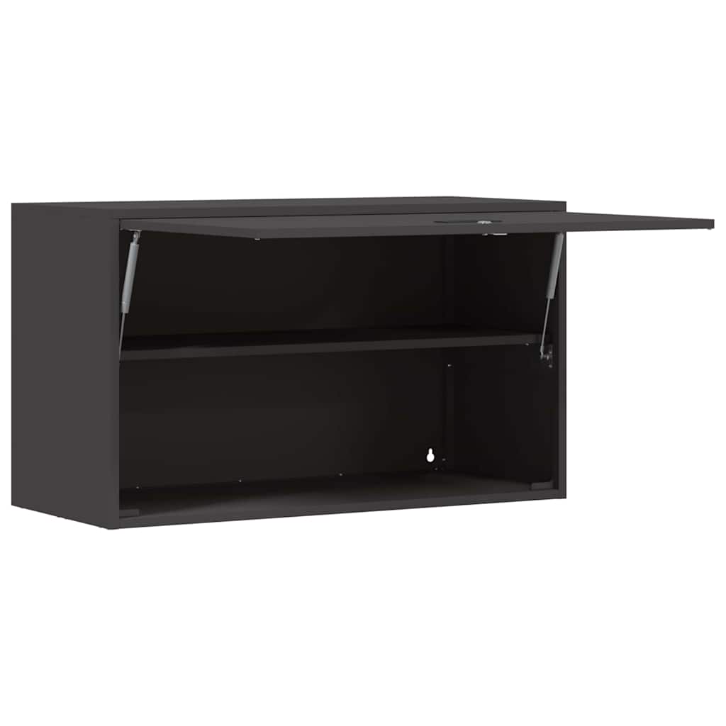 Wall Cabinet for Garage with Gas-lift Door Black