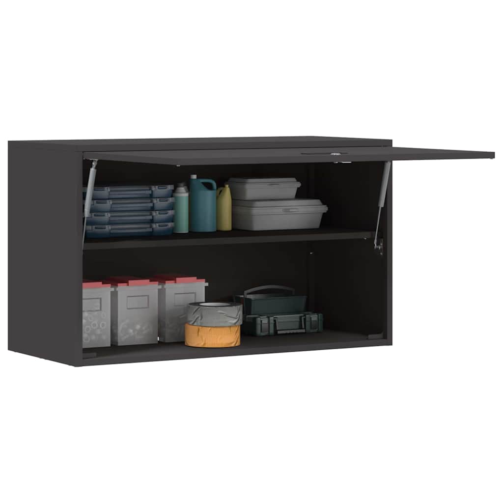 Wall Cabinet for Garage with Gas-lift Door Black