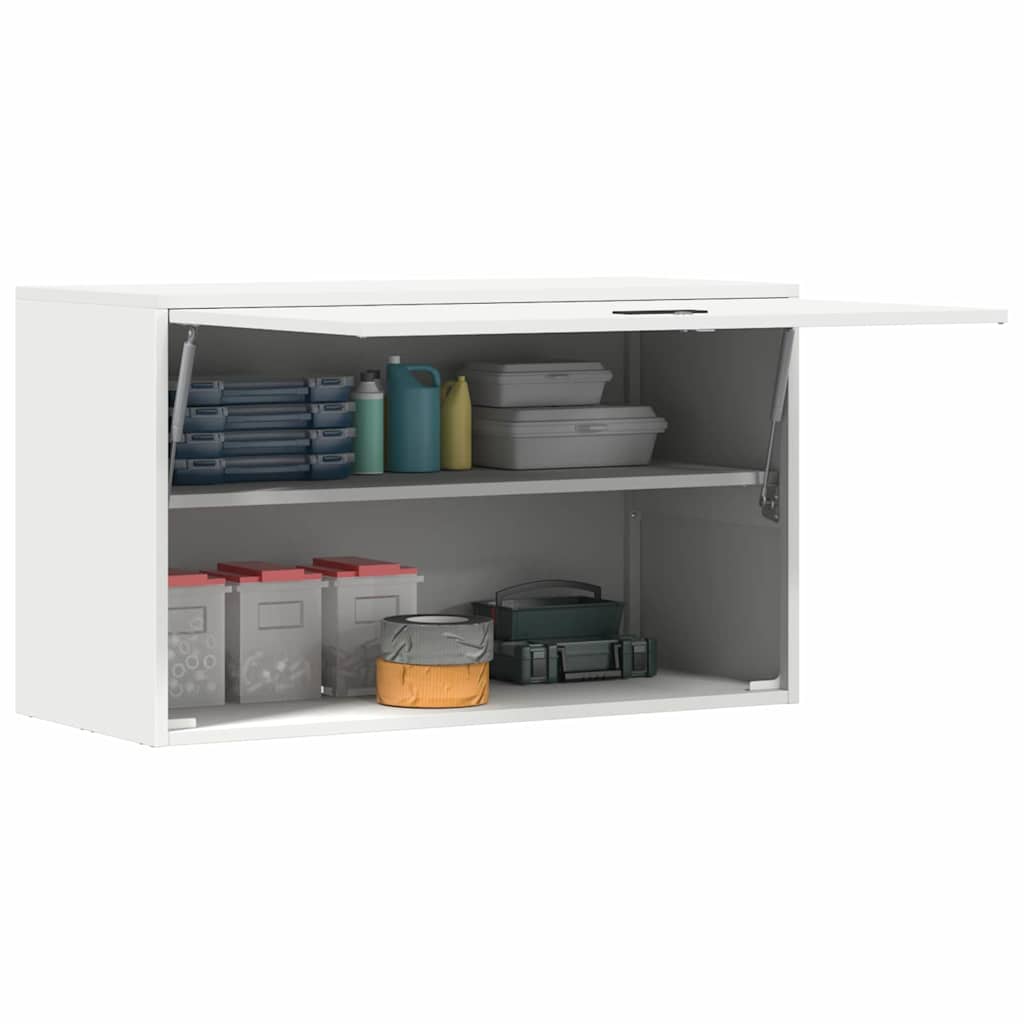 Wall Cabinet for Garage with Gas-lift Door White