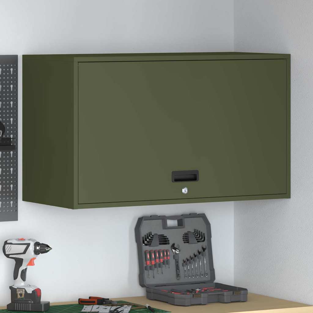 Wall Cabinet for Garage with Gas-lift Door Olive green