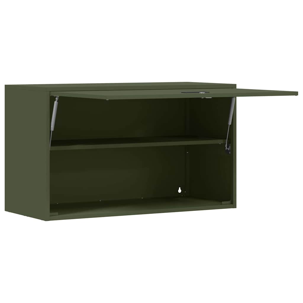 Wall Cabinet for Garage with Gas-lift Door Olive green