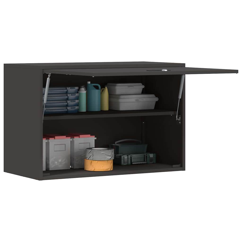 Wall Cabinet for Garage with Gas-lift Door Black