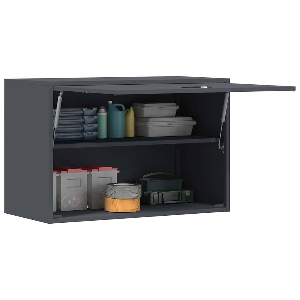 Wall Cabinet for Garage with Gas-lift Door Anthracite