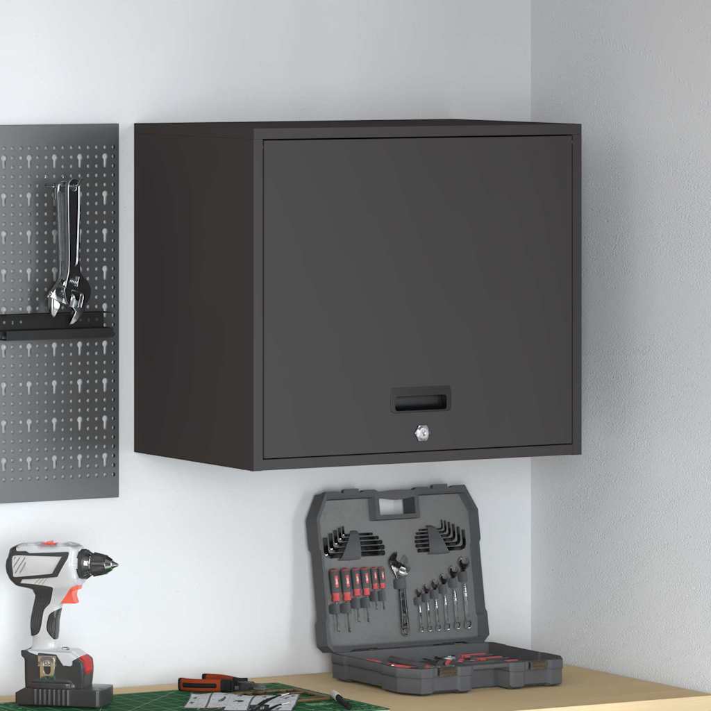 Wall Cabinet for Garage with Gas-lift Door Black
