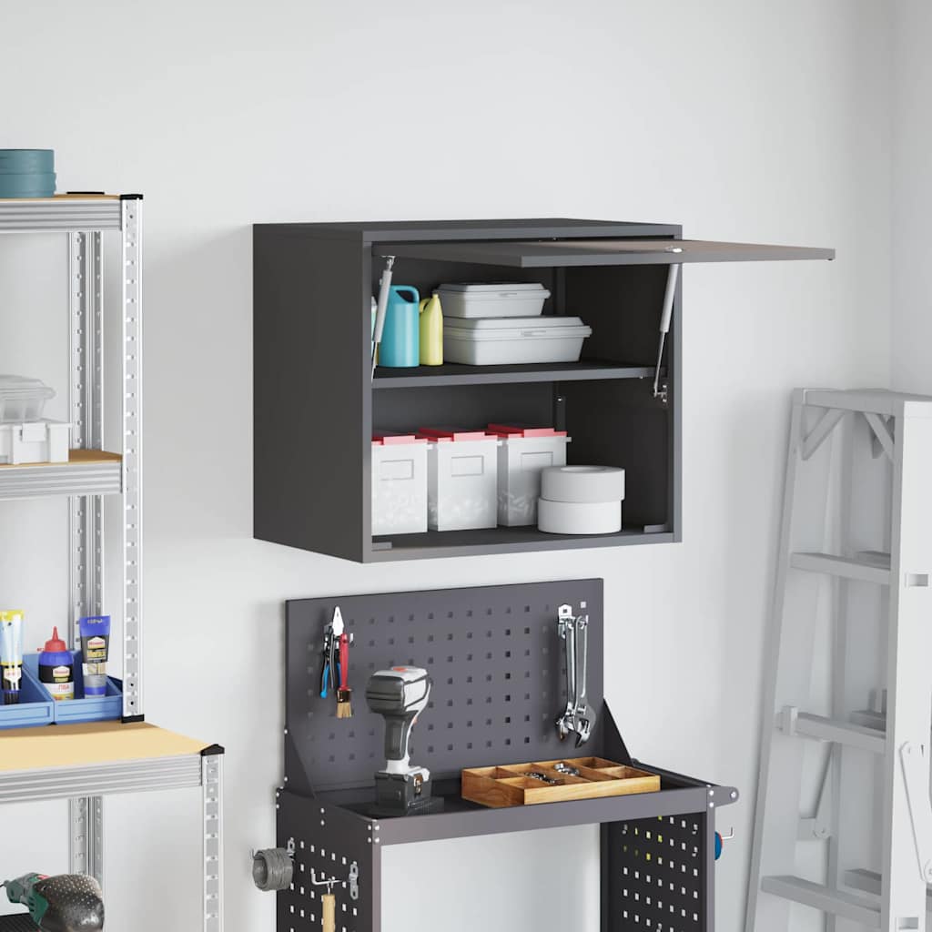 Wall Cabinet for Garage with Gas-lift Door Black