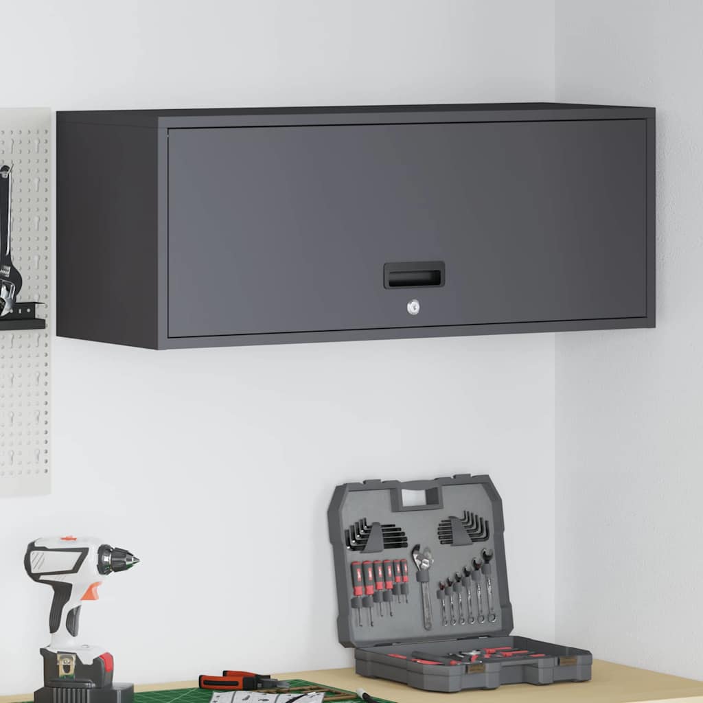 Wall Cabinet for Garage with Gas-lift Door Black