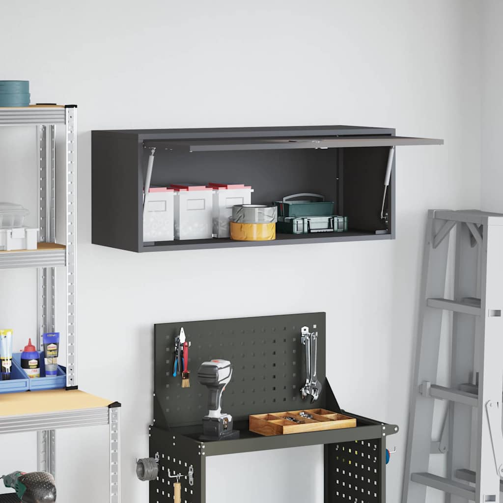 Wall Cabinet for Garage with Gas-lift Door Black