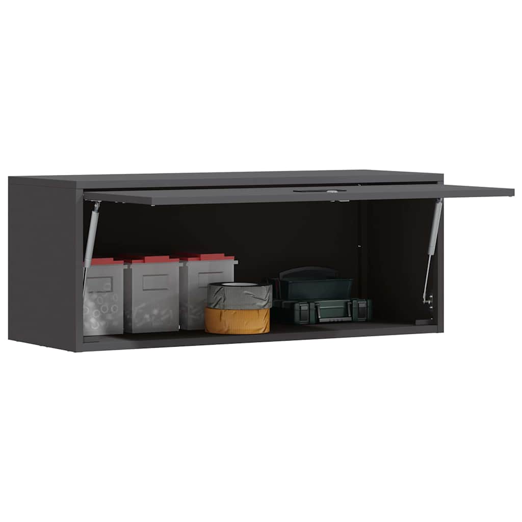 Wall Cabinet for Garage with Gas-lift Door Black