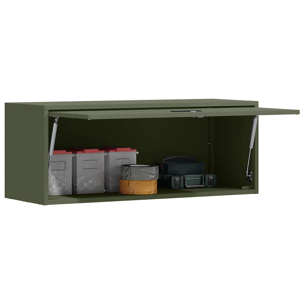 Wall Cabinet for Garage with Gas-lift Door Olive green