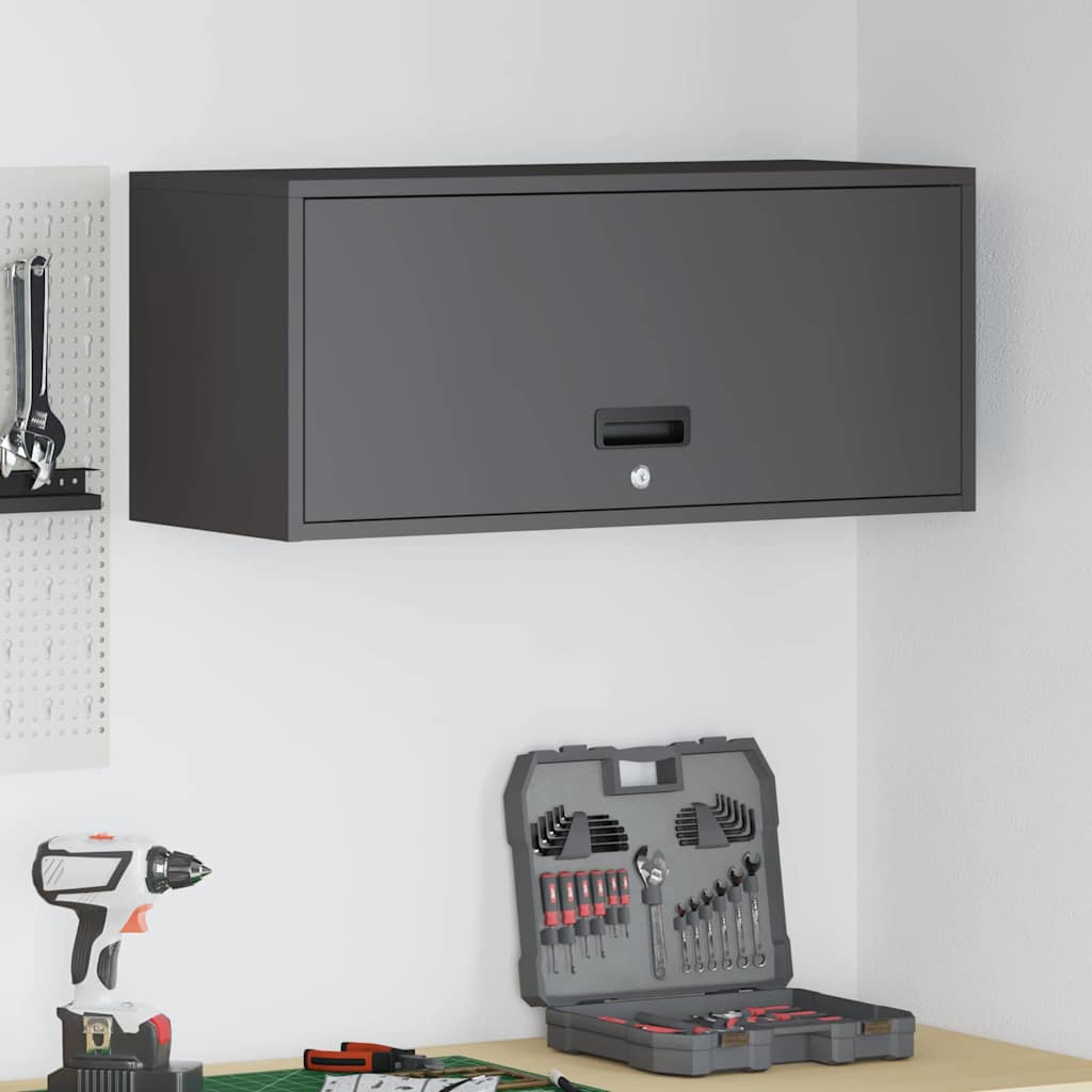 Wall Cabinet for Garage with Gas-lift Door Black