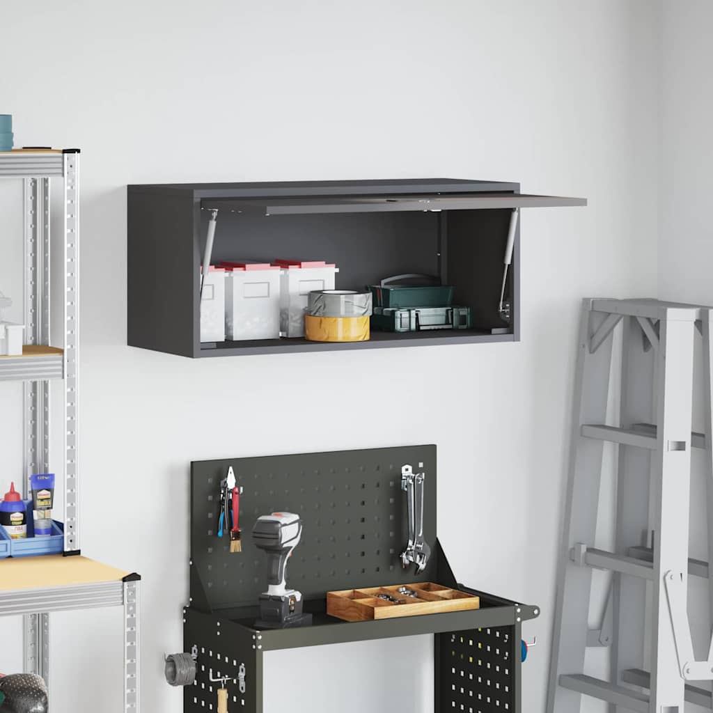 Wall Cabinet for Garage with Gas-lift Door Black