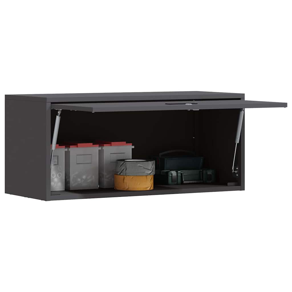 Wall Cabinet for Garage with Gas-lift Door Black