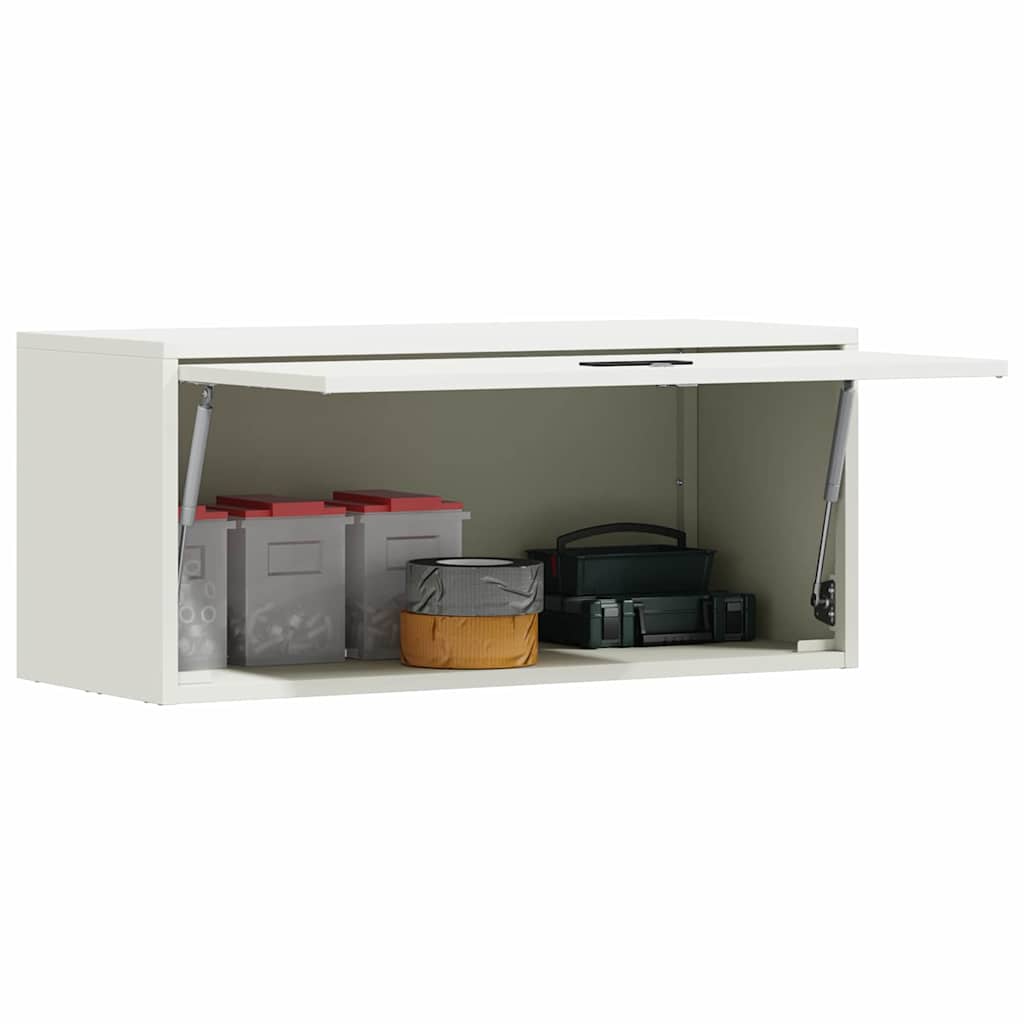 Wall Cabinet for Garage with Gas-lift Door White