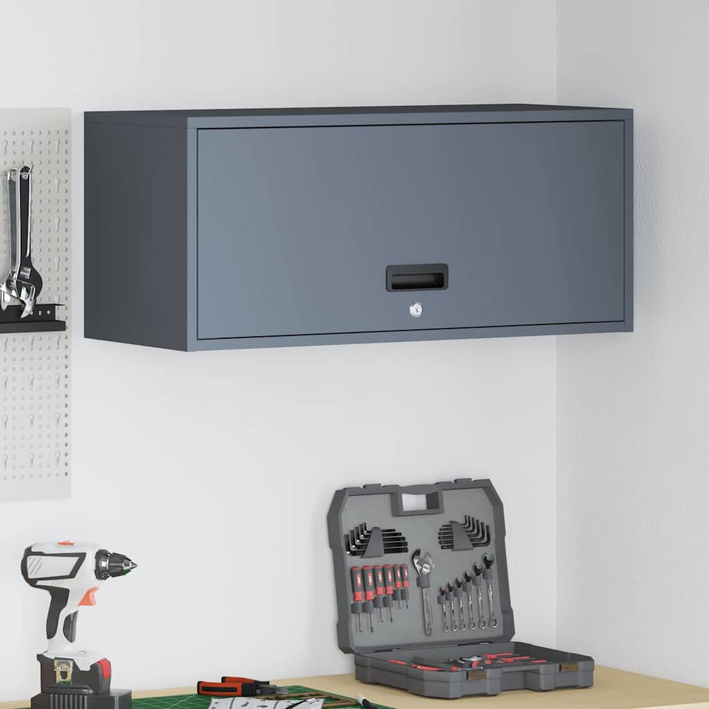 Wall Cabinet for Garage with Gas-lift Door Anthracite