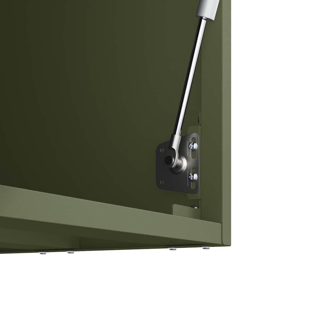 Wall Cabinet for Garage with Gas-lift Door Olive green