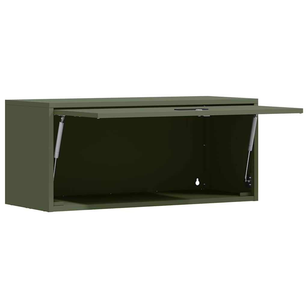 Wall Cabinet for Garage with Gas-lift Door Olive green