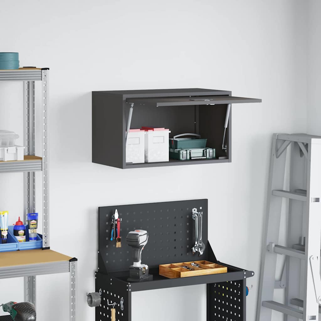 Wall Cabinet for Garage with Gas-lift Door Black