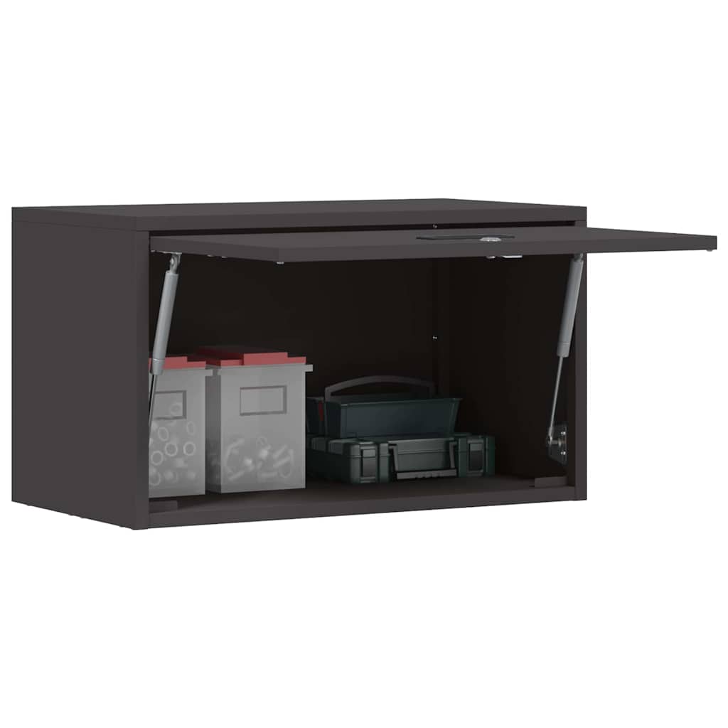 Wall Cabinet for Garage with Gas-lift Door Black