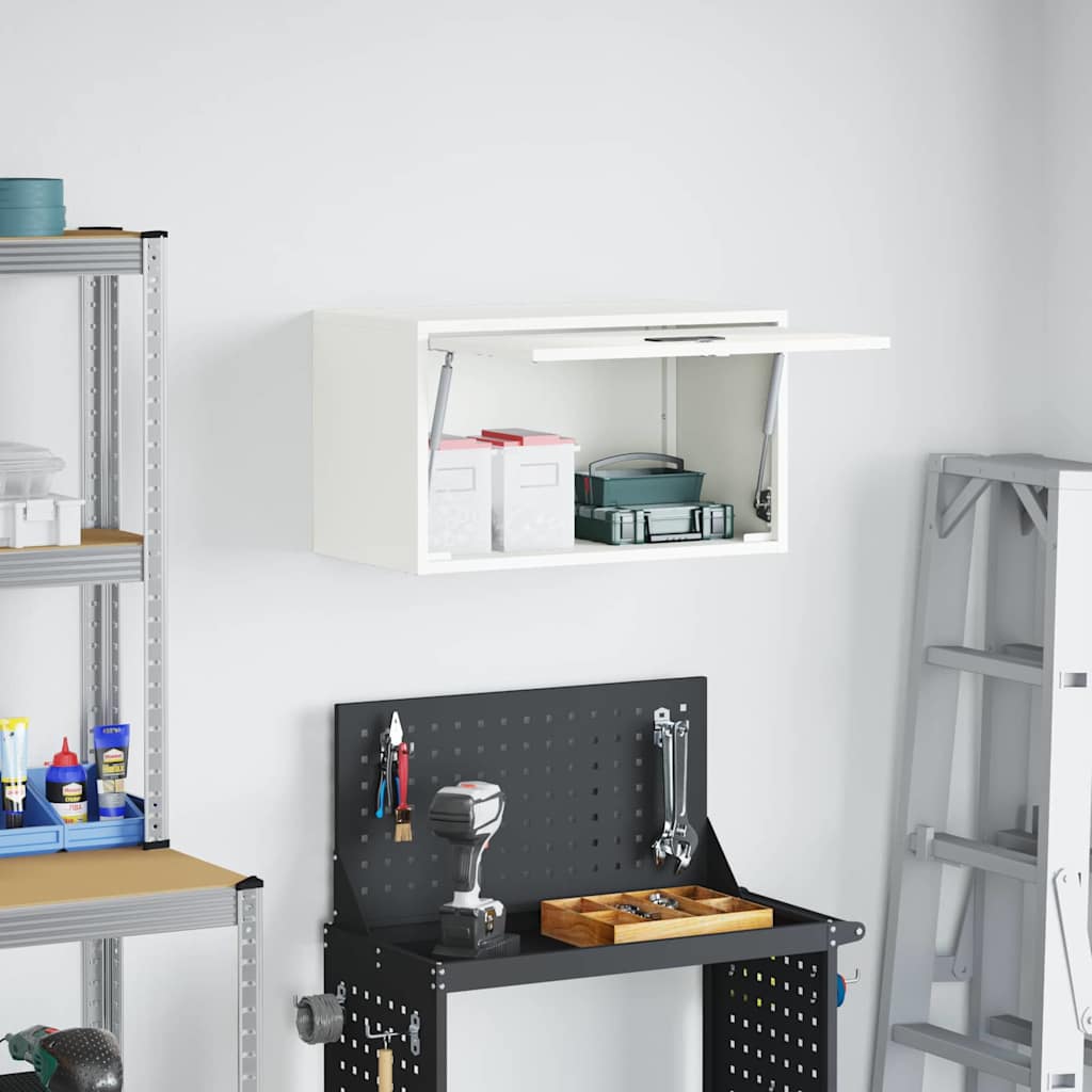 Wall Cabinet for Garage with Gas-lift Door White