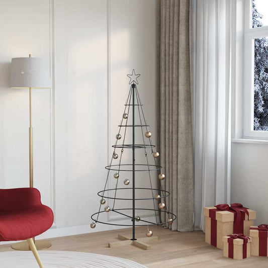 Christmas Cone Tree with Stand Black 154 cm Steel