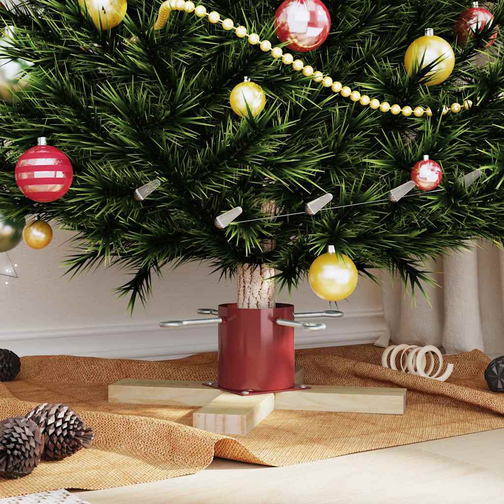 Christmas Tree Stand Red 50 x 50 x 16 cm Solid Pine Wood