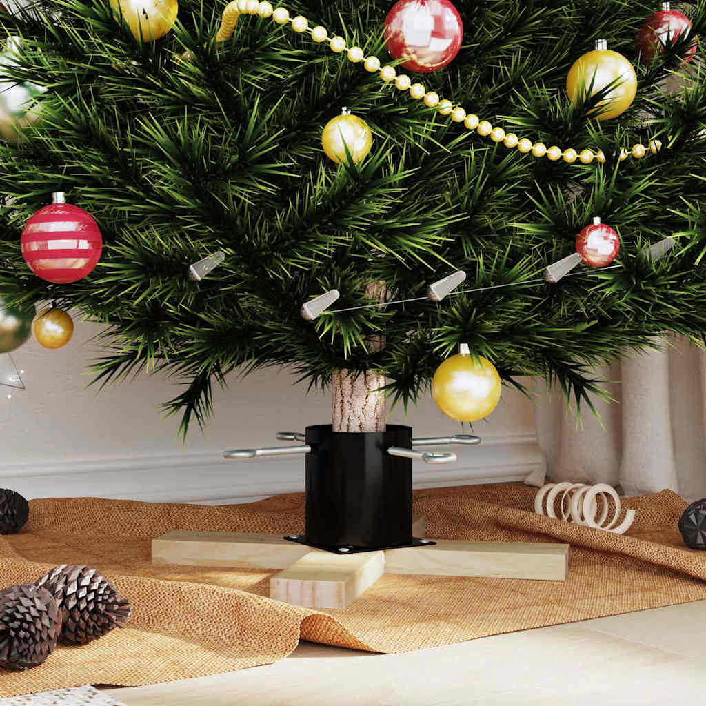Christmas Tree Stand Black 50 x 50 x 16 cm Solid Pine Wood