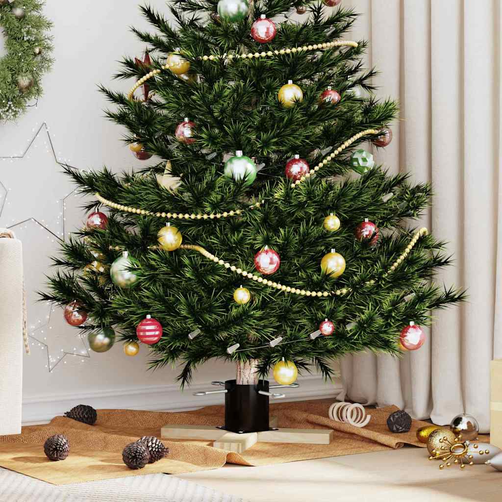 Christmas Tree Stand Black 50 x 50 x 16 cm Solid Pine Wood