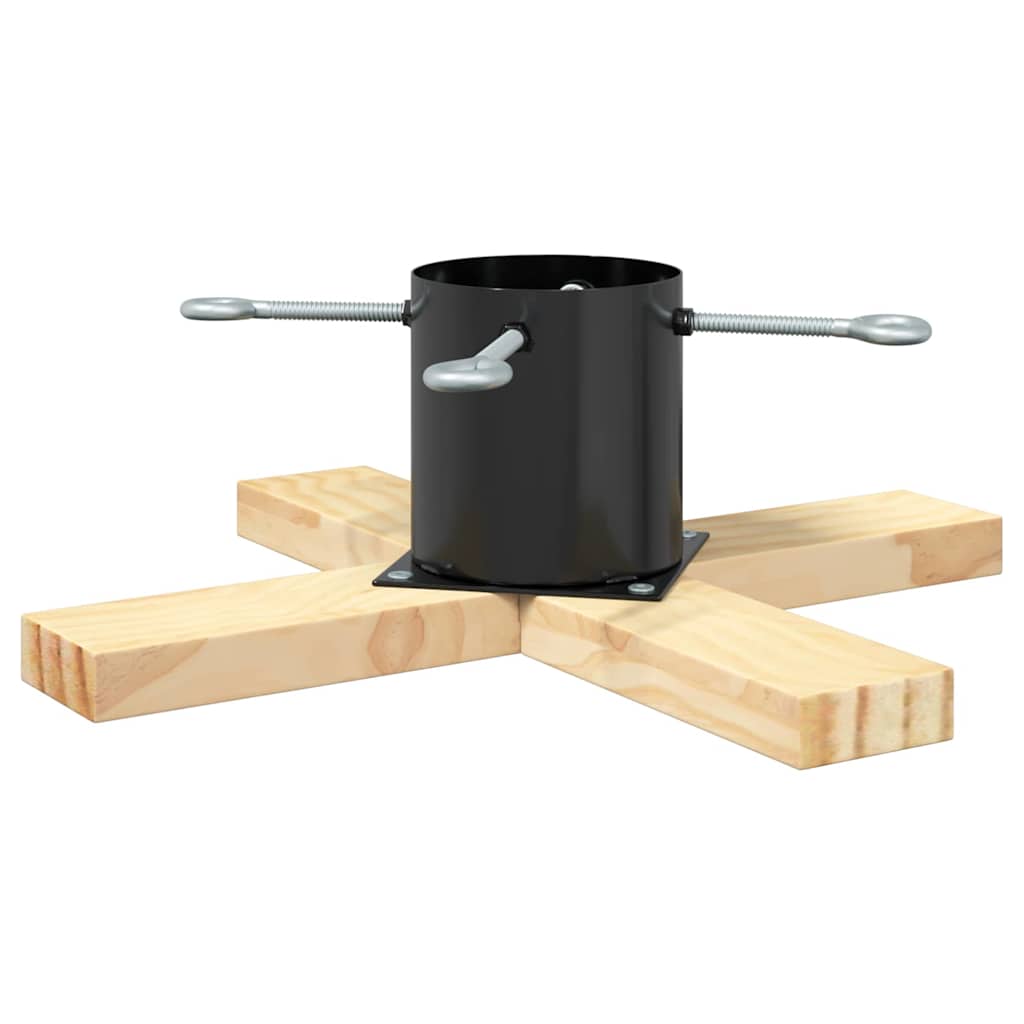 Christmas Tree Stand Black 50 x 50 x 16 cm Solid Pine Wood