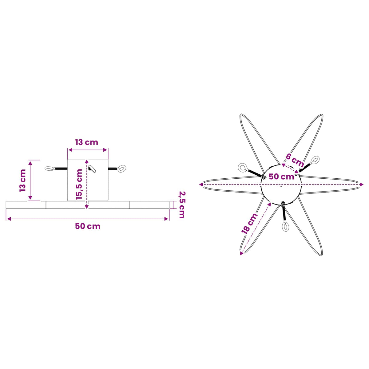 Christmas Tree Stand White 50 x 50 x 15.5 cm Steel