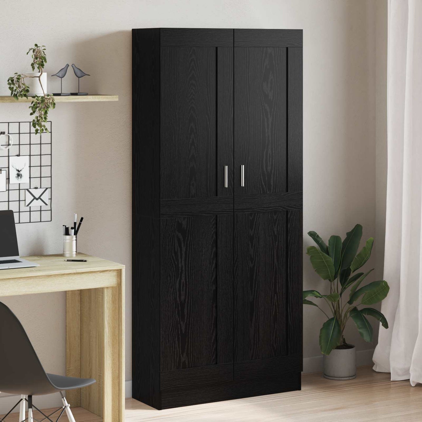 Book Cabinet Black Oak 82.5 x 30.5 x 185 cm Engineered Wood