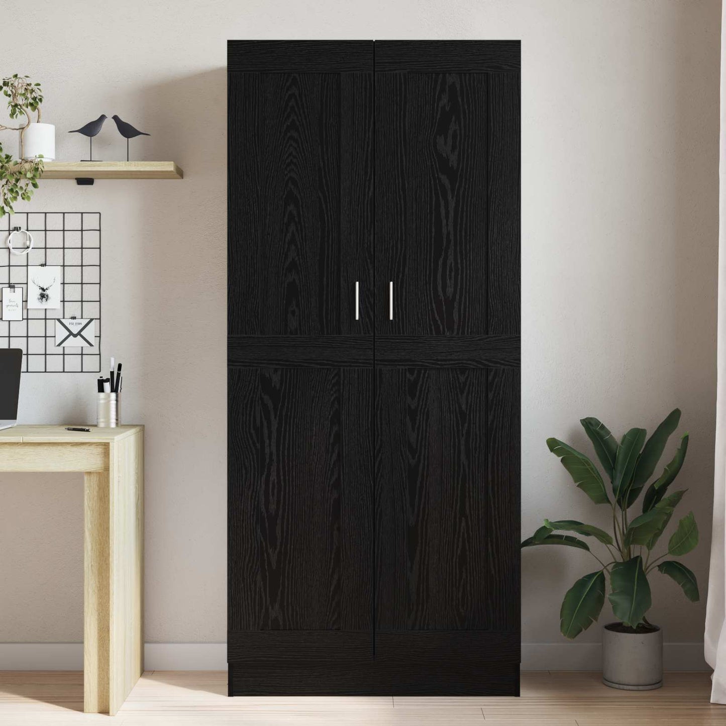 Book Cabinet Black Oak 82.5 x 30.5 x 185 cm Engineered Wood