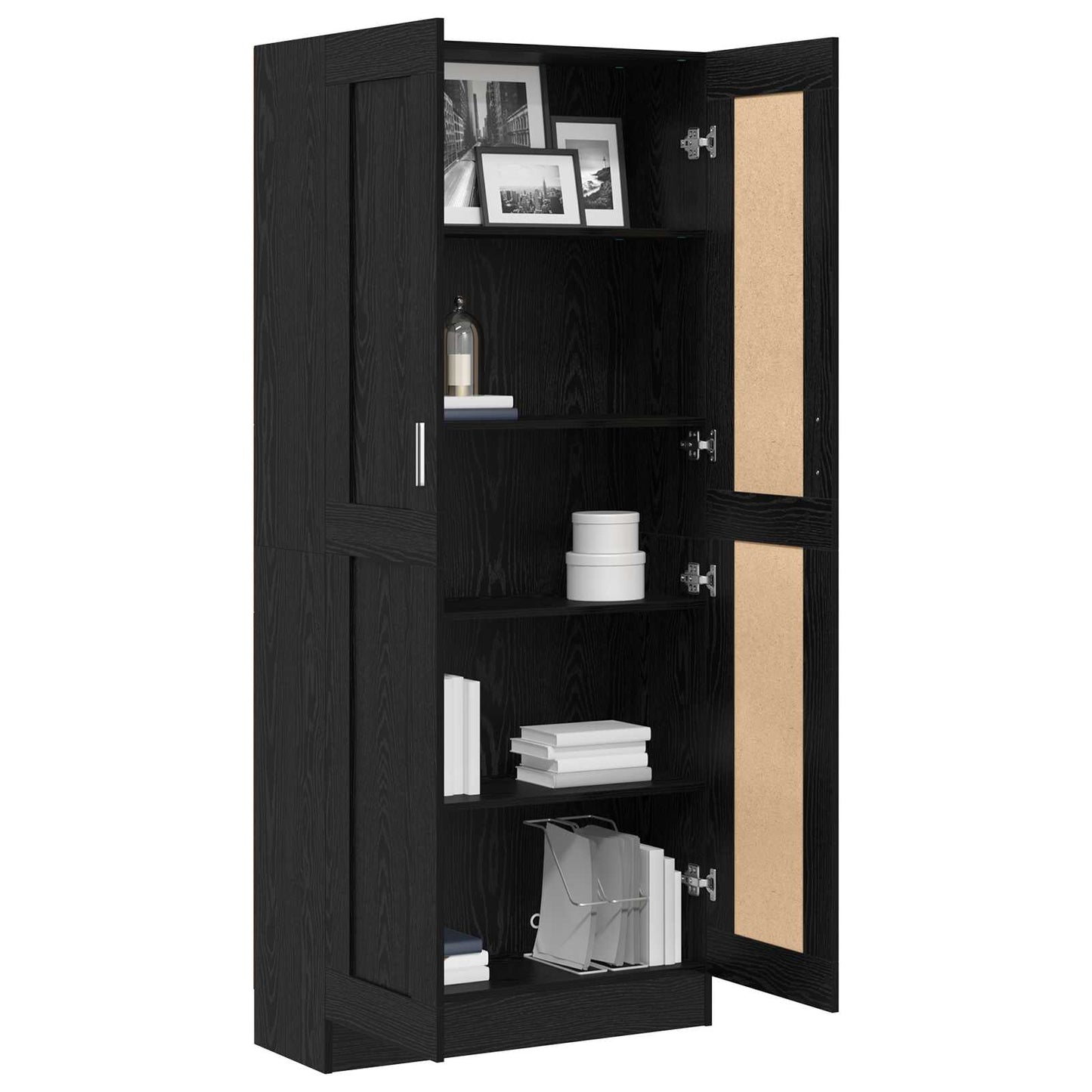 Book Cabinet Black Oak 82.5 x 30.5 x 185 cm Engineered Wood