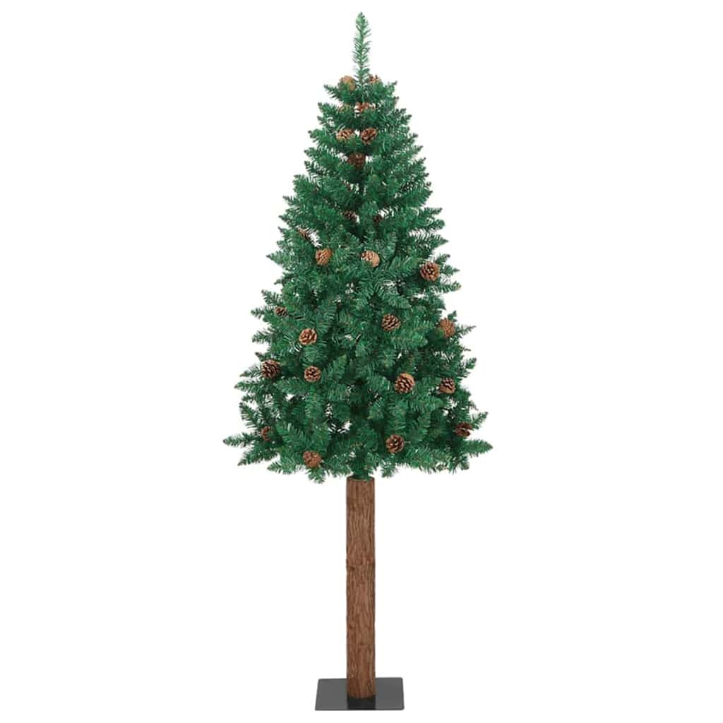 Slim Christmas Tree Green 180 cm PVC and Solid Pine wood