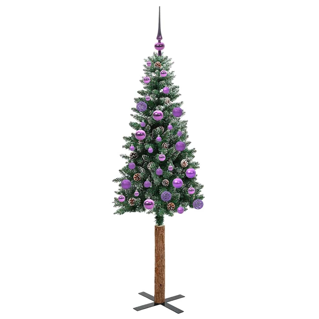 Slim Christmas Tree Green 150 cm PVC and Solid Pine wood