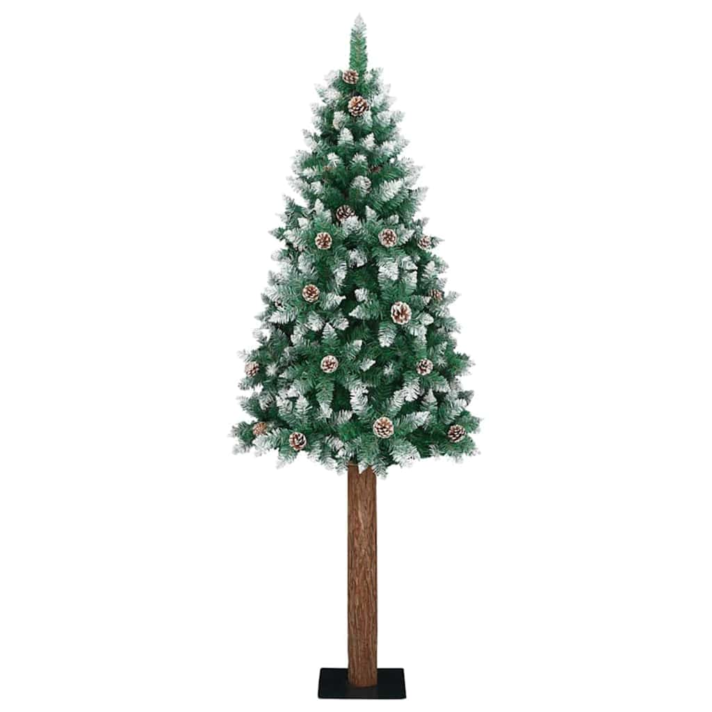 Slim Christmas Tree Green 180 cm PVC and Solid Pine wood
