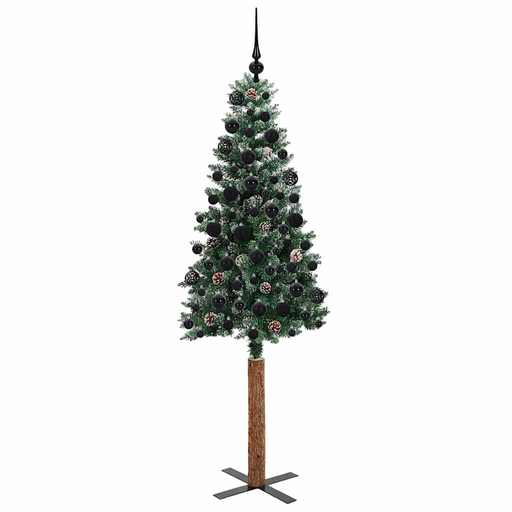 Slim Christmas Tree Green 180 cm PVC and Solid Pine wood