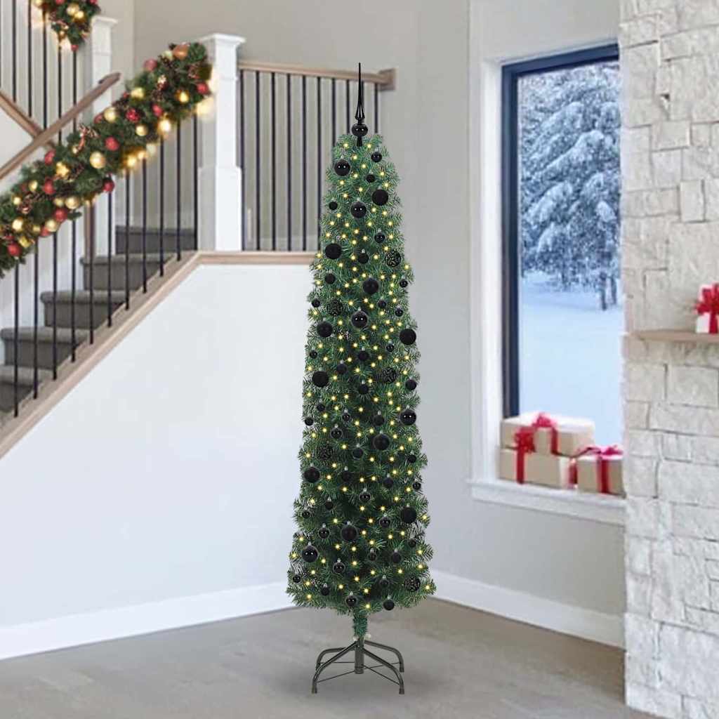 Artificial Christmas Tree with 300 LEDs with Stand Green 240 cm
