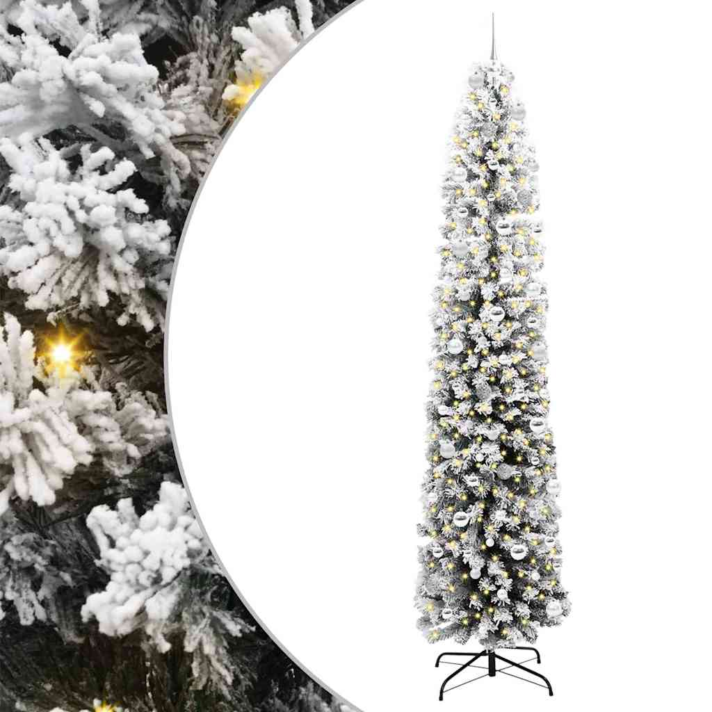 Artificial Christmas Tree with LED Light Green and white 240 cm