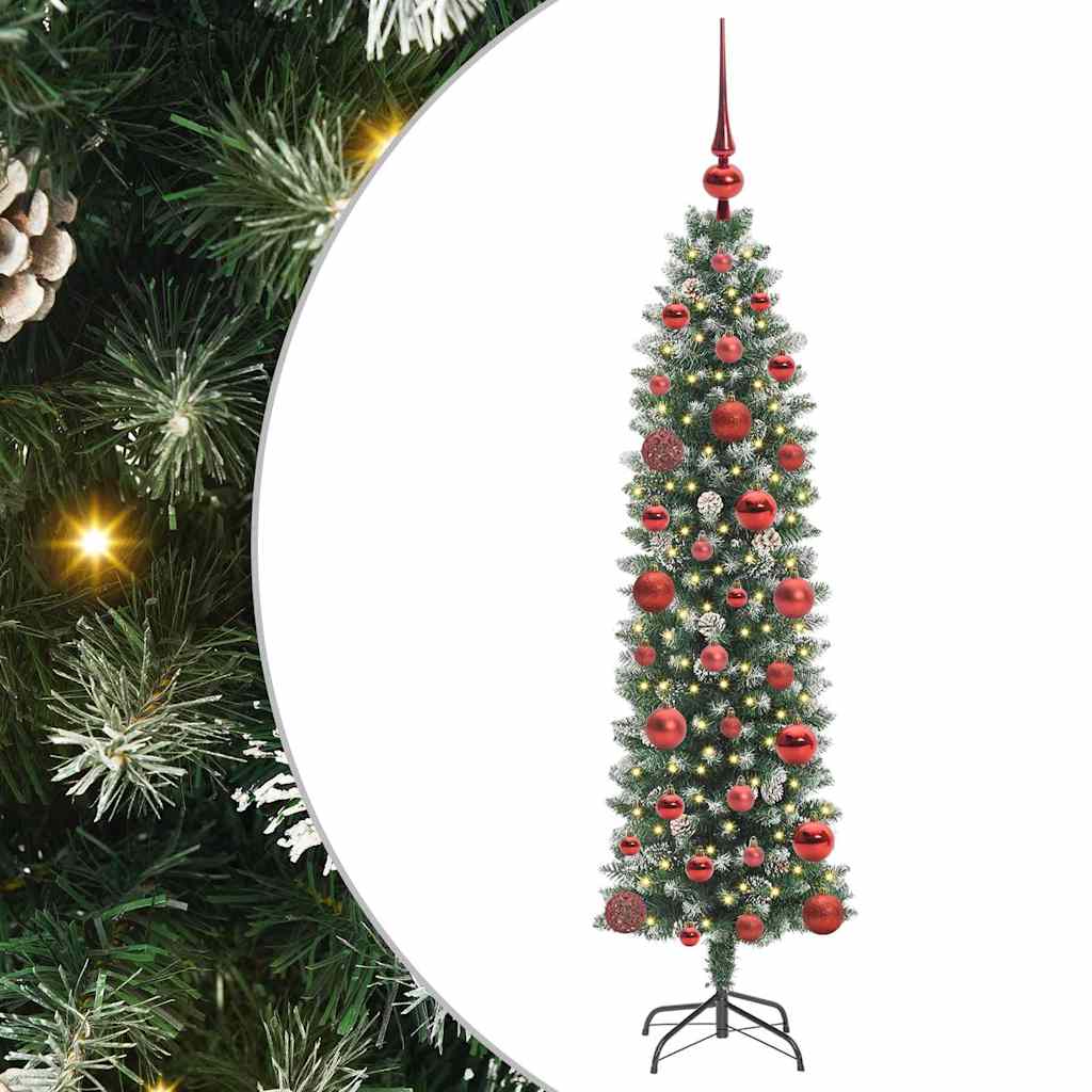Artificial Slim Christmas Tree Green and White 120 cm