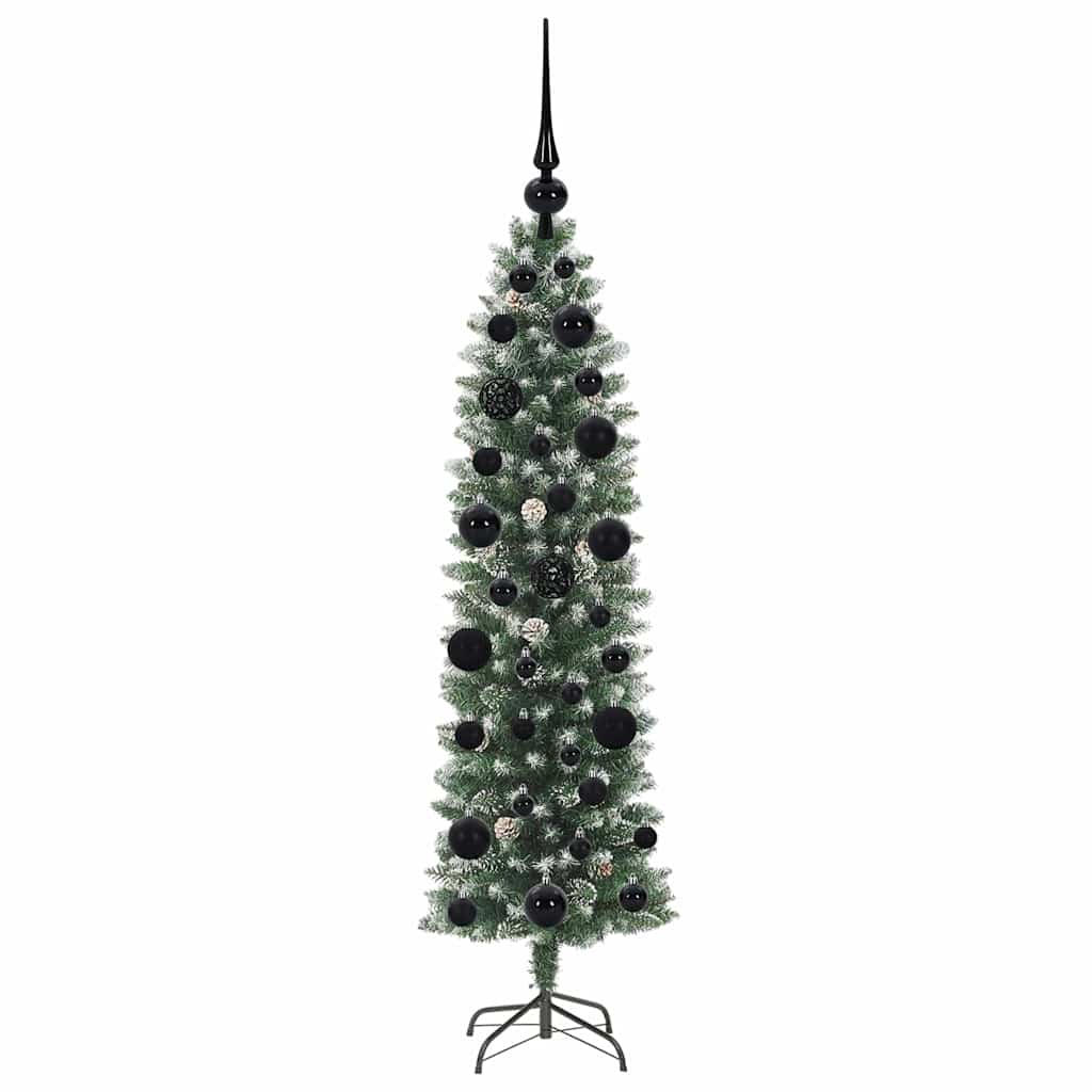 Artificial Slim Christmas Tree Green and White 120 cm