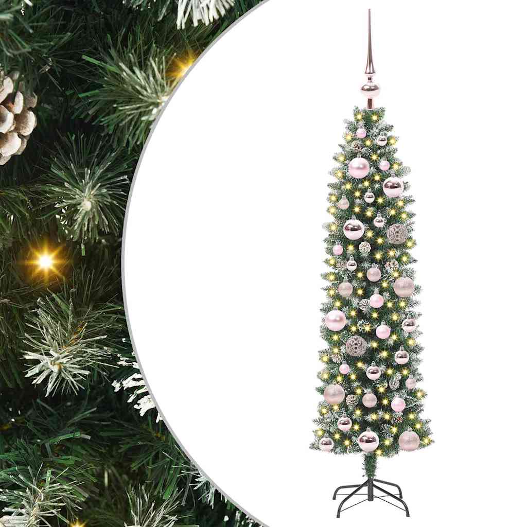 Artificial Slim Christmas Tree Green and White 120 cm